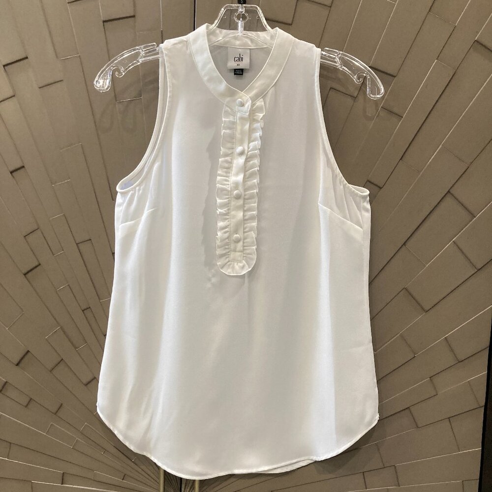 CAbi white frill blouse Never Worn XS #6315